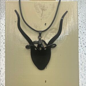 Black Horned Pendant Necklace